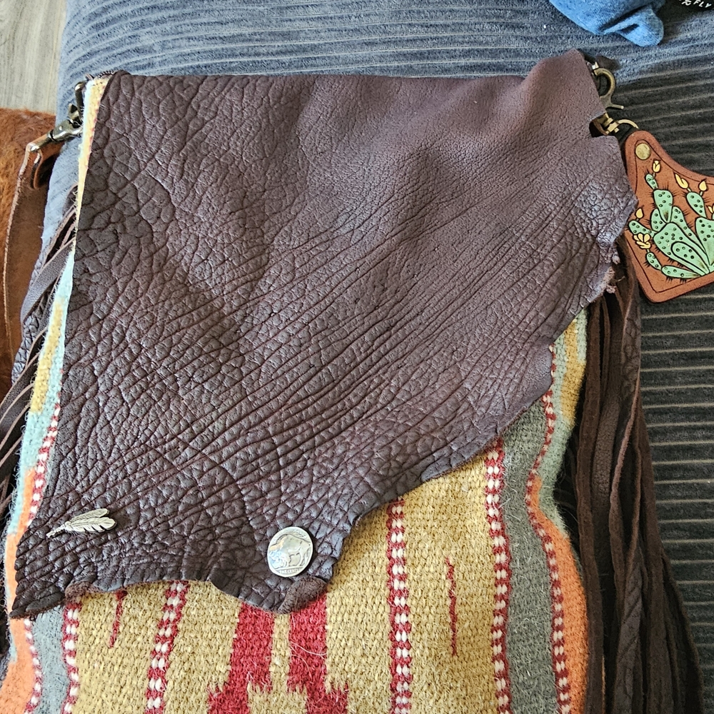 Brown Leather Fringe Bag